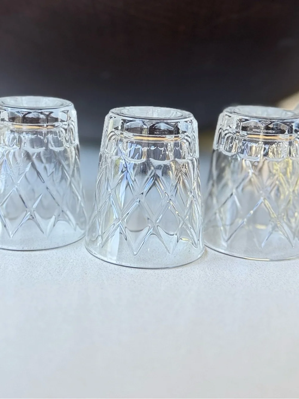 Vintage Federal Shot Glasses Diamond Pattern set 5 MCM Barware